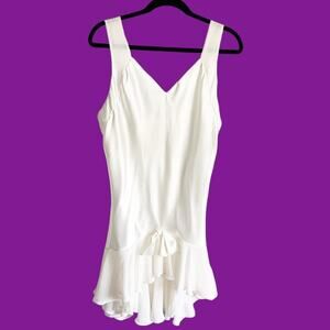 Vintage Val Mode Lingerie Sexy Silky Slip Dress Sheer Ruffle Detail Bow Wedding